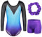 ZNYUNE Gymnastikanzug Hose mädchen Turnanzug Ärmellos/Langarm turnkleidung mädchen Gymnastik Tumbling Tanz Hose KHB263 BluePurple 10A