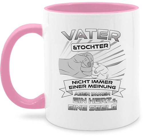 Tasse Tassen 325ml - Vater und Tochter nicht immer einer Meinung | Vater und Tochter Geschenk | Vatertag Geschenk von Tochter | Vatertagsgeschenk für Papa von Tochter - 325 ml - Rosa