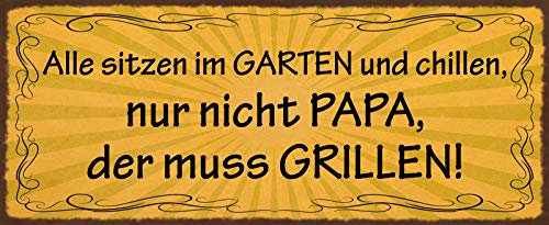 AGDeko® Holzschild 27x10 cm alle chillen Papa muss grillen
