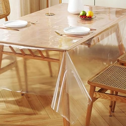 HDKAJL Transparente Tischdecke PVC, 220×140cm 0.2mm Dicke, Wasserdicht & Zuschneidbar Tischschutzfolie für Indoor & Outdoor