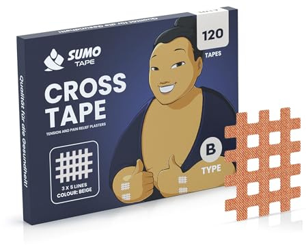 Sumo Tape® 120er Gittertape Set Typ-B wasserfest & hautfreundlich - Gitterpflaster 2,80x3,60cm selbstklebend - Crosstape Akupunktur-Pflaster, Kinesio Gitter-Tapes