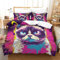 QADDKRTEV Grumpy Cat 3D Gedruckt Bettwäsche-Set 3 Teilig Bettbezug-Sets Mit Kissenbezug Soft Microfaser Luxus Modern Mit Reißverschluss Für Erwachsene Und Kinder Single（140x200cm）