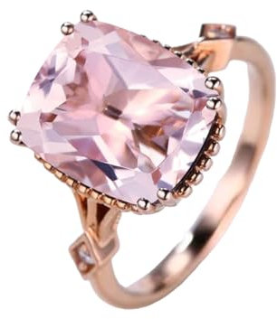 Gems Vibes 925 Sterling Silber Rosa Morganit Verlobungsring Eleganter Designer Ring November Geburtsstein Edelstein Ring für Frauen Geburtstag Antrag Geschenk für Sie Morganit Ring (Morganit)