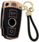 KUNIO Keyless Schlüsselhülle Passt für BMW 1er 3er 5er 6er 7er E90 E60 E70 E87 M3 M5 X1 X5 X6 Z4 E71 E72 E88 E89 E91 E92 Schutz TPU Cover Bling Schlüsselanhänger A Schwarz