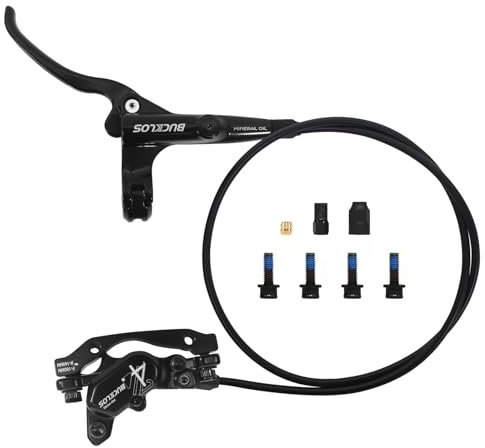BUCKLOS MTB 4 Kolben Hydraulische Scheibenbremsen-Set, Mountainbike links vorne 850 mm rechts hinten 1630 mm Fahrrad Scheibenbremse Aluminiumlegierung Bremssattel Hebel für E-Bike/Faltrad/Fat Bike