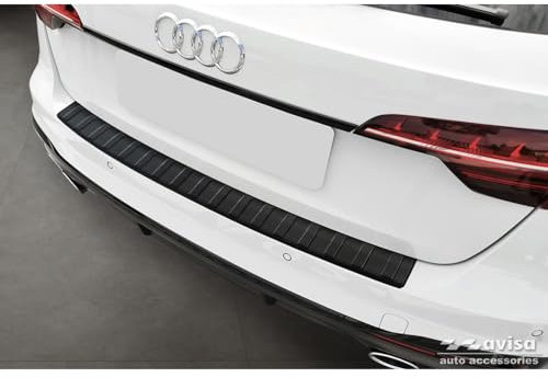 Avisa Matt-Schwarz Edelstahl Heckstoßstangenschutz kompatibel mit Audi A4 Avant S-Line 2015-2019 & Facelift 2019- 'Ribs'