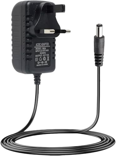 QIAWES 6V 2A Power Supply AC to DC Power Adapter Charger 100-240V 50 60HZ Center Positive, 5.5mm x 2.1mm Power Supply Adapter, 6V 1000mA UK Plug