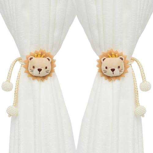 Embrasse Rideau Lot de 2 Pinces à Rideaux en Forme Danimaux de Dessin Animé Jolies Cordes à Clips pour Rideaux Pinces à Rideaux pour Décoration de Chambre Denfant (Style Lion)