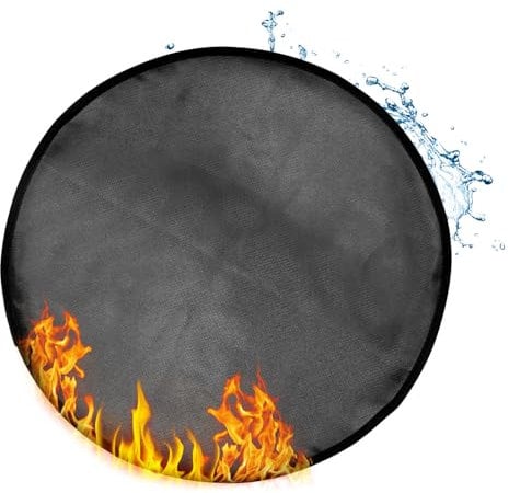 WYYFXY® Tapis rond ignifuge, 50 cm, tapis ignifuge, imperméable, pliable, pour brasero, barbecue de table, herbe, sol