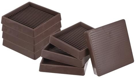M METERXITY 8-Pack Furniture Coasters Cups, 3 Square Rubber Anti Slide Floor Protector Pads for Sofa Chair/Piano Stopper, Furniture Caster Leg Non Slip Feet Cups [Brown]