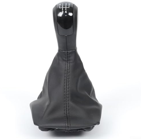 ReachMall 5 Gang Schalthebel Schaltknauf Auto Shift Hand Ball Schalthebel Staubschutz mit Leder Kofferraum für Skoda Octavia 2 A5 2004-2012
