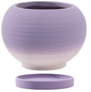 Harilla Pot de Fleurs en Céramique avec Soucoupe et Trou de Drainage pour Plantes D'intérieur et D'extérieur, Dégradé Violet