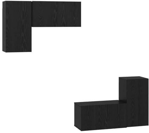 vidaXL TV Cabinet Set 4 pcs Black oak 160 x 30 x 30 cm Engineered wood, Rectangular Modern Tv Cabinet, Living Room Storage Solutions, Versatile Shelves, Space-Saving Unit for Home Decor