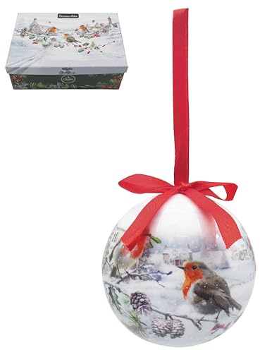 The Leonardo Collection Weihnachtskugeln mit Rotkehlchen-Motiv, S6, Figuren und Ornamente für Zuhause und Büro, dekorative Wohnaccessoires, Statuen für drinnen und draußen, schönes Geschenk für Damen