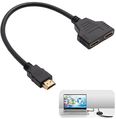 Adaptateur répartiteur HDMI 1080p, Câble Mâle vers Double HDMI Femelle, Compatible avec HDTV, LED, LCD, Projecteurs, Supporte Deux Écrans Simultanément, pour PS3, HD-DVD, Ordinateurs Portables