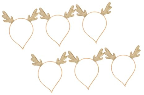LIFKOME 6 Pièces Serre-tête Noël Garçon Fille Cerf Doré Léger Accessoires Coiffure Fête Cosplay Garçon Fille