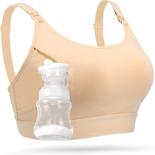 momcozy Hands Free Pumping & Nursing Bra in One, Cotton Adjustable Breast-Pumps Holding and Nursing Bras