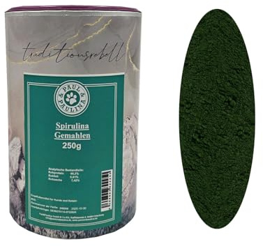 Paul & Paulina Spirulina gemahlen 250g I Einzelfuttermittel für Hunde und Katzen I Ohne Konservierungsstoffe, künstliche Aromastoffe sowie Farbstoffe & Lockstoffe