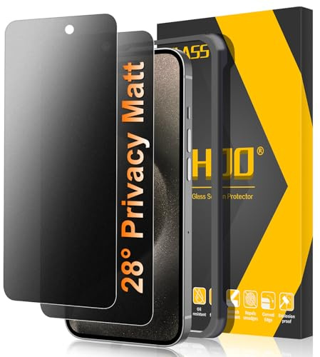 JEHOO 2 Stück für iPhone 15 Pro Max Matt Panzerglas Sichtschutz, 28° Anti Spähen, Blendschutz Matte Schutzfolie, Anti-Fingerabdruck, Stoß-Kratzfest, 9H Gehärtetem Glas Privacy Displayschutzfolie