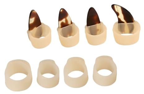 Guzheng Nagelschutz aus Silikon, Anpassbar, für Chinesische Zither | Wiederverwendbar, Rutschfester Sitz, 1 Satz mit Nägeln und Picks, Beige, 2x1,7x1,5cm