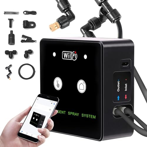 Dioche Il di Nebulizzazione Temporizzata Wi-Fi Rainforest Terrarium è Spruzzatore Intelligente con Ugelli Rotanti a 360°, Telecomando WiFi e Funzione Timer, Adatto per Piante Tropicali.