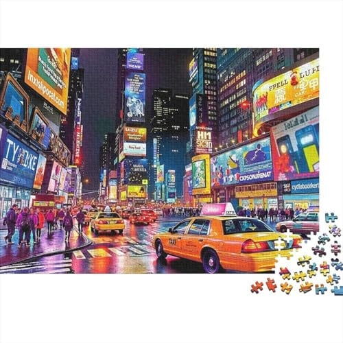 New York City Night_1 Puzzle 1000 Teile Recycling Pappe Times Square Neon Nacht Angstlöser Dekoration Jahrestag Geschenk Paare 38x26cm