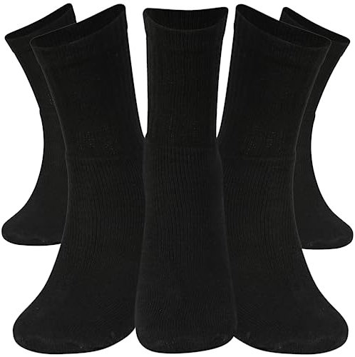 Kensington® Men’s Sport Socks – 10 Pairs Black Crew Socks (Size 6-11) – Cushioned Cotton for Gym, Running & Everyday Use