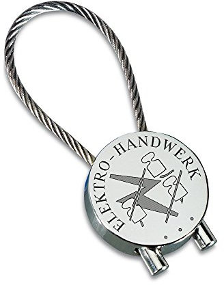 GravurManufakturBerlin Schlüsselanhänger Elektro-Handwerk Elektriker Zunft Logo silbern