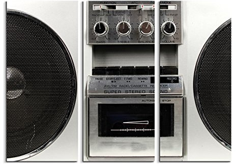 Sinus Art 3 teiliges Leinwandbild gesamt 130x90cm Künstlerische Fotografie – Retro Ghetto Blaster