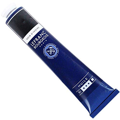 Lefranc Bourgeois 810091 feine Ölfarbe, lichtecht mit hervorragender Deckkraft & hoher Farbintensität, gleichmässiger Konsistenz und optimaler Mischbarkeit, 150ml Tube - Elfenbeinschwarz
