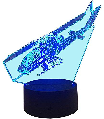 HPBN8 Ltd 3D Hubschrauber Lampe USB Power 7 Farben Amazing Optical Illusion 3D wachsen LED Lampe Formen Kinder Schlafzimmer Nacht Licht