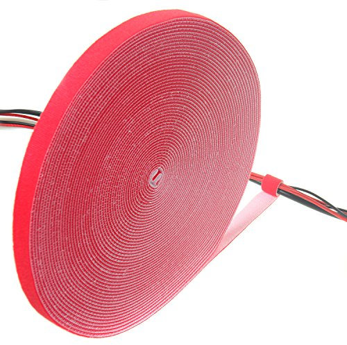 TUKA Fascetta Cavi 10M x 20mm, Riutilizzabile, adesivo Organizzatore Gestione fermacavi, due lati Gancio e Anello, Fascette Cablaggio fermacavo per Laptop, PC, TV, ecc. Rosso, TKB5012 red