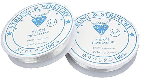 SENZEAL 2 x Nylon Thread Clear Jewellery Beading Wire Elastic Stretchy for Jewellery Making Bracelet Necklace Craft Beads Line DIY String 0.4mm in Diameter 24m/roll White