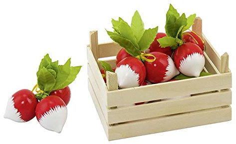 cama24com Radieschen in Gemüsekiste für Holzküche Holzkinderküche Kaufmannsladen mit Palandi Sticker®