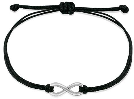 Nuoli® Armband Unendlichkeitszeichen Silber (bis 20cm verstellbar) Infinity Armband aus Stoff für Damen & Mädchen
