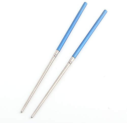 TITANER Baguettes pliables et portables en titane avec sac de transport, vaisselle pour camping, pique-nique (bleu)