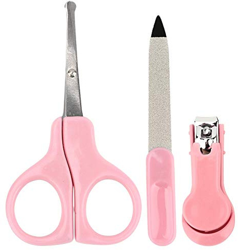 3 in 1 Baby Nagelknipser Baby Pflegeset Baby Maniküre Set mit Nagelschere Nagelknipser und Nagelfeile für Neugeborene Kleinkind Zehen Fingernägel Pflege Set(rosa)