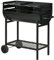 Outsunny Barbacoa de Carbón con Parrilla Ajustable en Altura para Exterior Barbacoa Portátil con Estante de Almacenaje y Ruedas 90x45x96 cm Negro