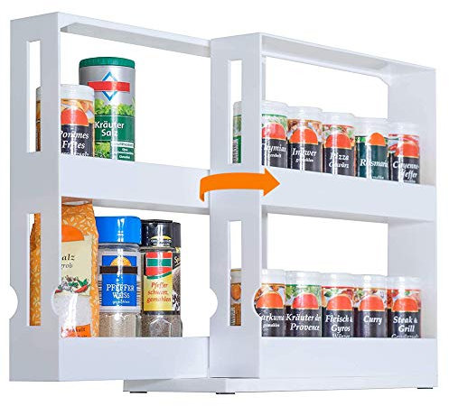 UHAPEER Ripiani per spezie Girevole, Plastica, estensibile, per cucina, bagno, bancone