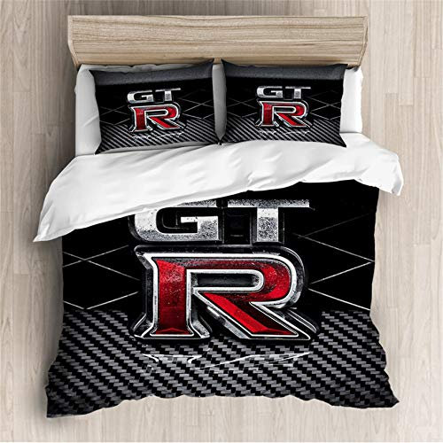 Bettwäsche Sets Coole Lokomotive Draussen Sport Reiter Motorrad Formel 1 Autos Thema Bettbezug mit Kissenbezug Geeignet für Männer Jungen (Schwarz,135x200cm)