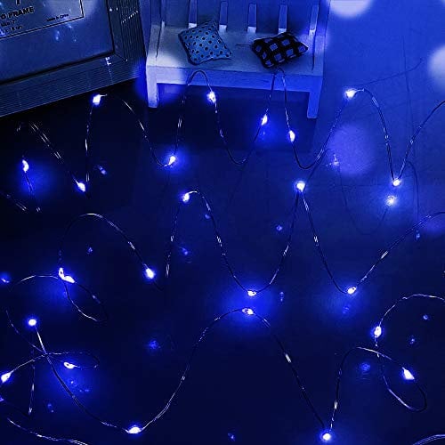 Dalugo Lichterkette Blau, 5m 50 LED Lichterkette Batterie Klein für Weihnachten, Schlafzimmer, Party, Hochzeit