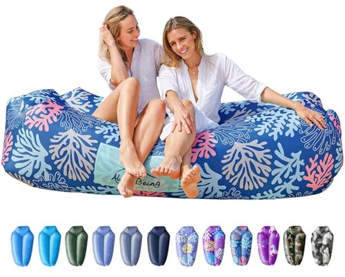 AlphaBeing Aufblasbare Liege, Strandkorbzubehör, Luftsofa, Hängematte, Aufblasbare Couch für Camping, Hinterhof oder See mit Kompressionskammern, Ideale Outdoor-Geschenke für Erwachsene