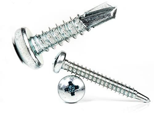 3.5mm x 16mm Self Drilling Pan Head Screws Steel Self Tapping Screws for Metal Sheets Roofing Windows (Pack of 50) F12D