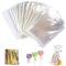 Gxhong 400 Stück Zellophanbeutel Transparent,10x15CM Süßigkeitentüten OPP Cellophanbeutel Keksbeutel Tütchen transparent klarsichtbeutel,mit 800 Metallischen Bindebaender,für Gebäcke Süßigkeiten