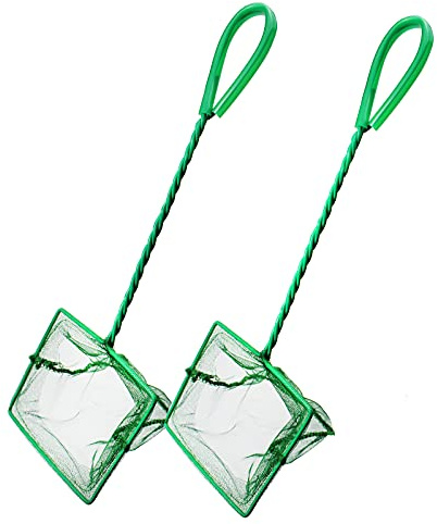 aupawdy 2Pcs Fish net small fishing net aquarium net fine mesh for fish tank Nylon small fishing Net fish tank nets for cleaning
