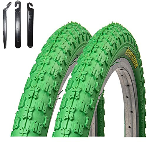 2 x Roverstone 20 Fahrradreifen Fahrradmantel grün 54-406 (20 x 2,125) inkl. Reifenheber