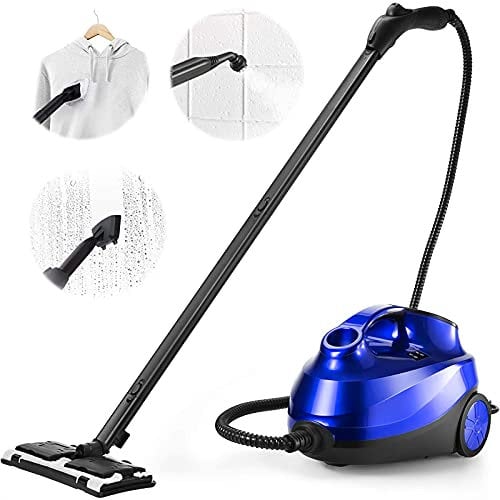 RELAX4LIFE Pulitore Elettrico a Vapore Multifunzione 2000 W, Vapore a 108 ºC e Pressione Regolabile fino a 4 Bar, Pulizia 30/45 Min, Lava Superfici e Tessuti con 10 Testine Intercambiabili (BLU)