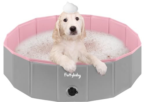 furrybaby Piscine Pliable pour Chiens, Piscine Rembourrée Portable pour Chien, Piscine en Plastique, Grande Piscine Rigide pour Enfants (Rose, 80 x 20 cm)