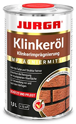 JURGA Klinkeröl Außen & Innen 1L (≈10m²) Klinkerstein Imprägnierung Versiegelung & Hydrophobierung für Klinkersteine