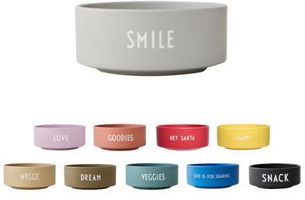 Design Letters Snack Schale Grau SMILE | Porzellan Snackschale mit Eingravierten Buchstaben | Salatschüssel, Müslischalen, Rührschüssel, Bowl | Geschenke für Frauen, Geschenke für Männer